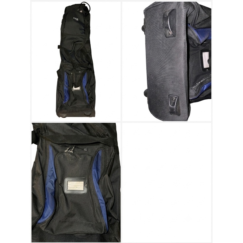 Tour Golf Travel Bag with Wheels Black Blue Padded Soft Cover Flight Case